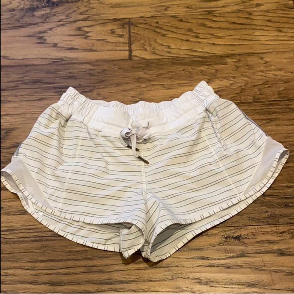 Gray and blue striped lulu shorts